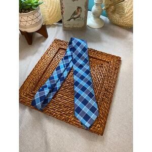Michael Kors Men’s Blue Square Pattern Neck Tie 83% Silk 17% Cotton